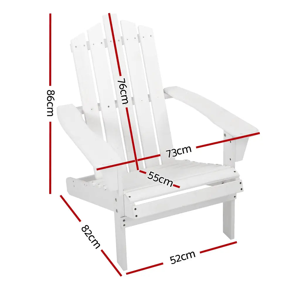 Gardeon Adirondack Outdoor Chairs Wooden Beach Chair Patio Furniture Garden White - Furniture > Outdoor