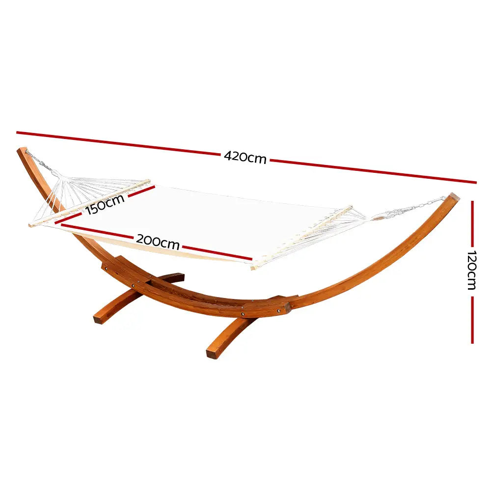 Gardeon Hammock Bed Outdoor Camping Garden Timber Hammock with Stand - Home & Garden > Hammocks