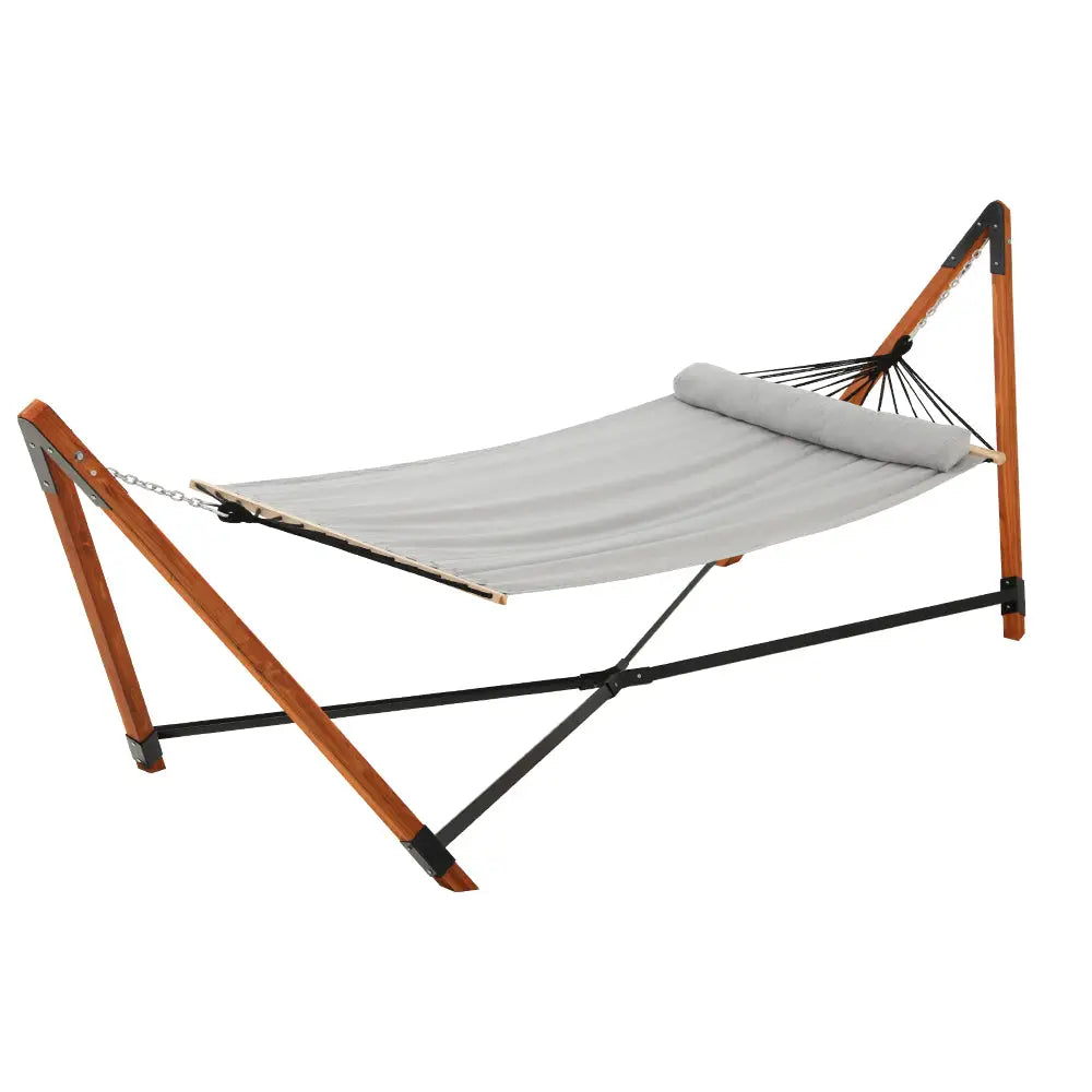 Gardeon Hammock Bed Outdoor Camping Timber Hammock with Stand Grey - Furniture > Outdoor