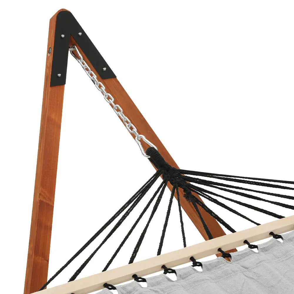 Gardeon Hammock Bed Outdoor Camping Timber Hammock with Stand Grey - Furniture > Outdoor