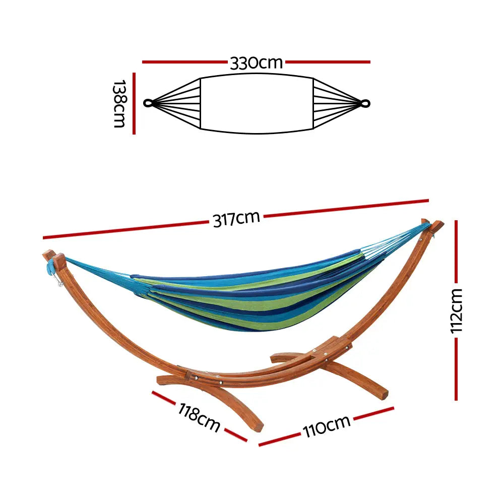 Gardeon Hammock Bed Outdoor Camping Timber Hammock Wooden Stand - Home & Garden > Hammocks