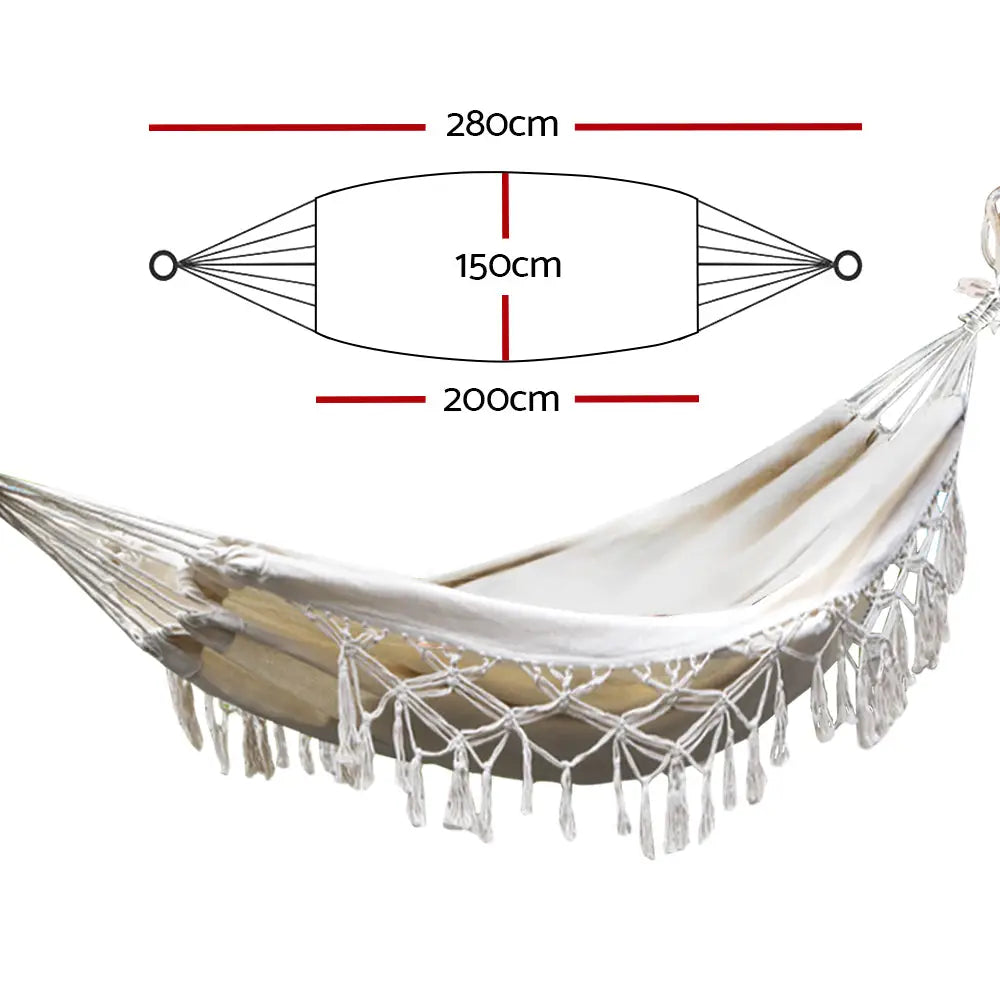 Gardeon Hammock Bed Rope Tassel Outdoor Hammocks Chair Camping - Furniture > Outdoor