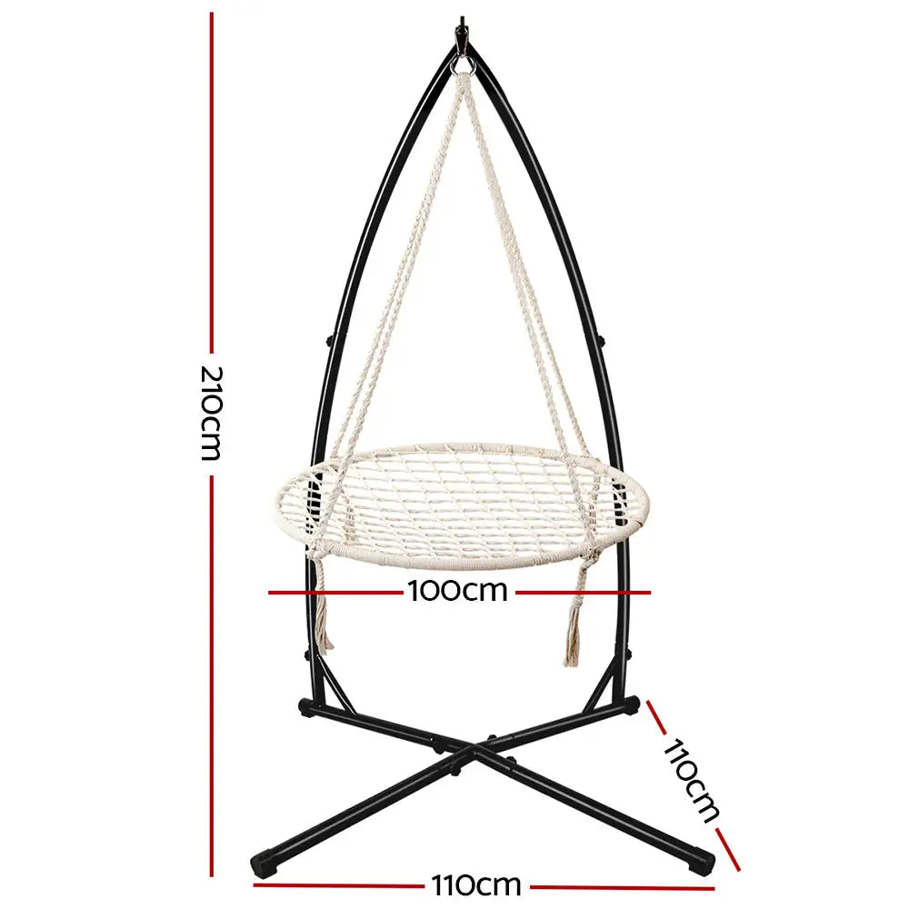 Gardeon Hammock Chair Nest Web Outdoor Swing with Steel Stand 100cm - Furniture > Outdoor