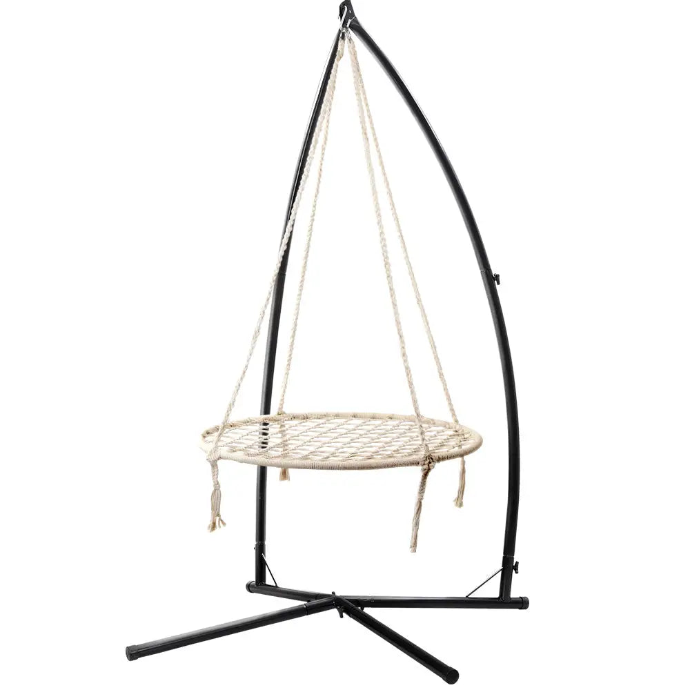 Gardeon Hammock Chair Nest Web Outdoor Swing with Steel Stand 100cm - Furniture > Outdoor