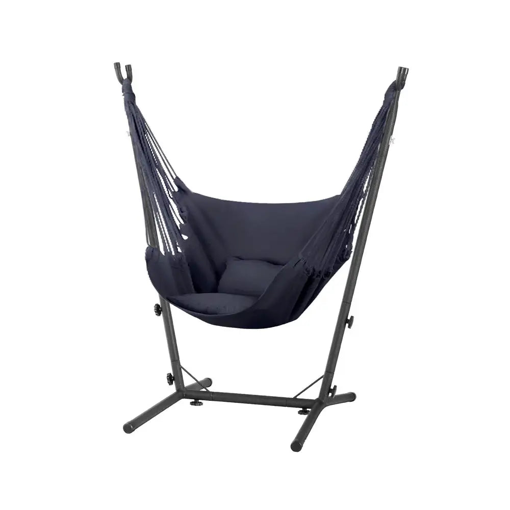Gardeon Hammock Chair Outdoor Camping Hanging with Stand Grey - Furniture > Outdoor > Outdoor Chairs