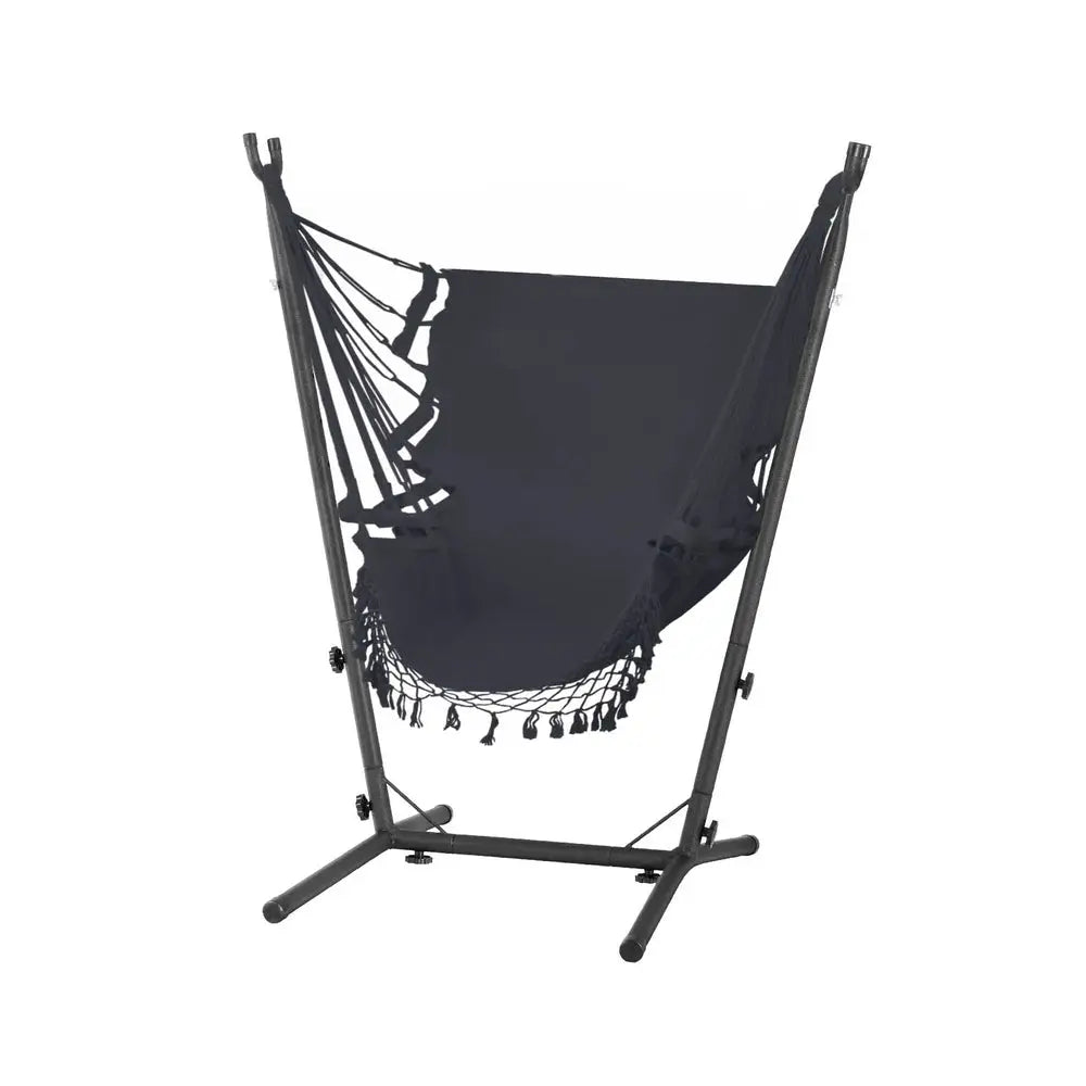 Gardeon Hammock Chair Outdoor Camping Hanging with Stand Grey - Furniture > Outdoor > Outdoor Chairs