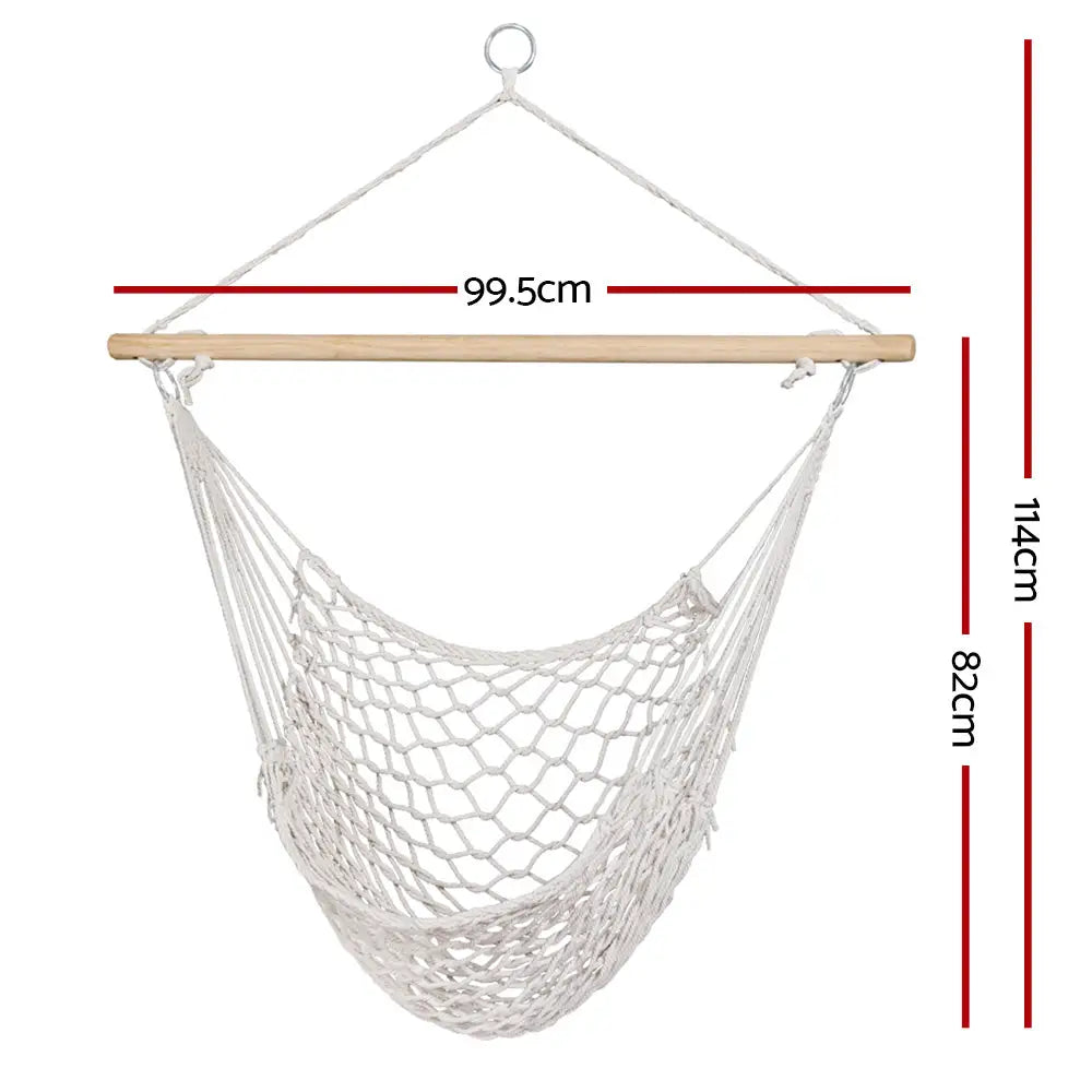 Gardeon Hammock Chair Outdoor Hanging Camping Mesh Indoor Cream - Home & Garden > Hammocks