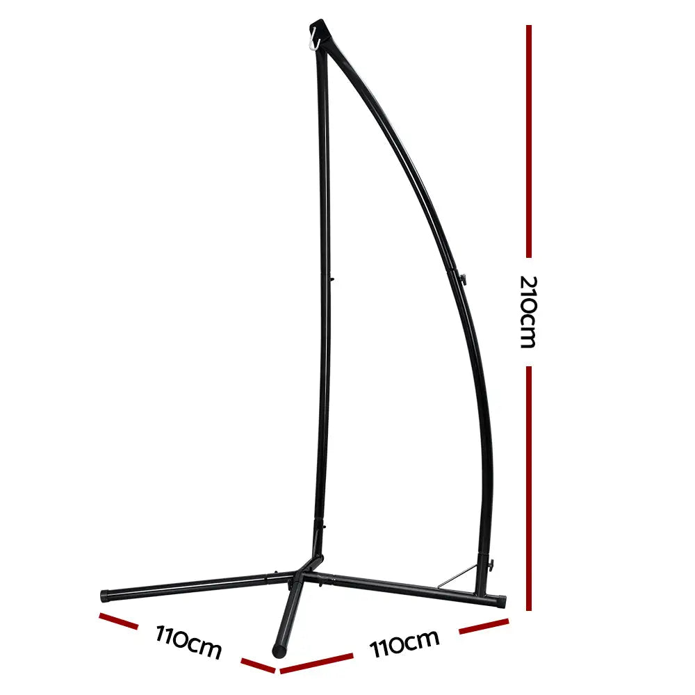 Gardeon Hammock Chair Steel Stand Outdoor Furniture Heavy Duty Black - Home & Garden > Hammocks