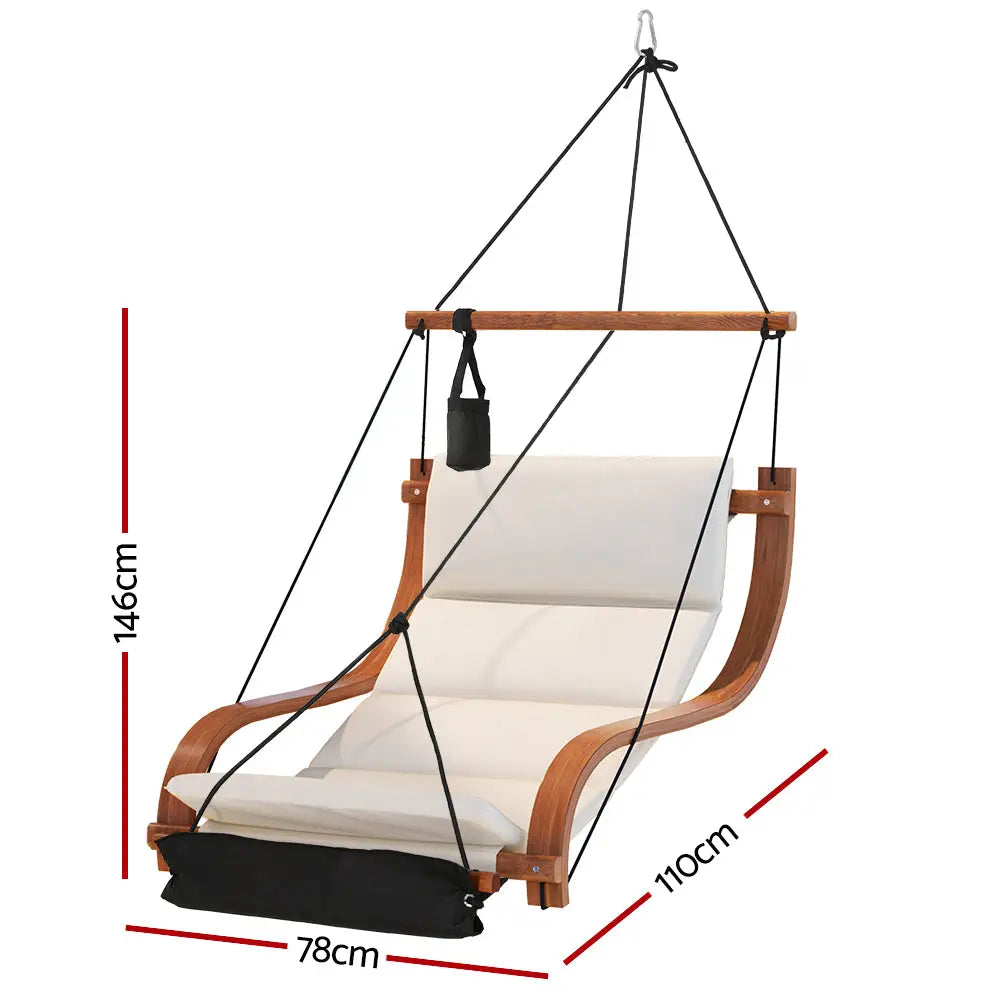 Gardeon Hammock Chair Wooden Hanging Indoor Outdoor Lounge Patio - Home & Garden > Hammocks