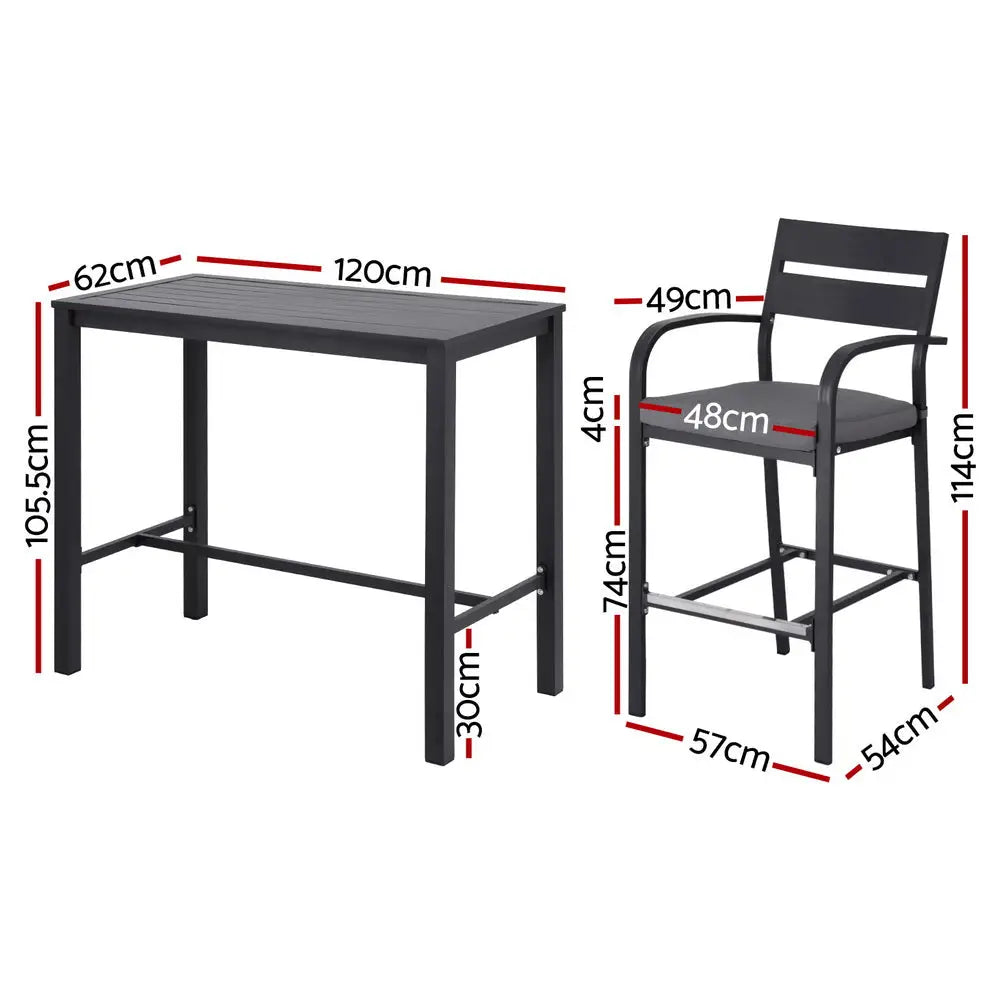 Gardeon Outdoor Bar Set 5-Piece Patio Dining Chairs Aluminium Table Stools - Furniture > Outdoor > Outdoor Dining Sets