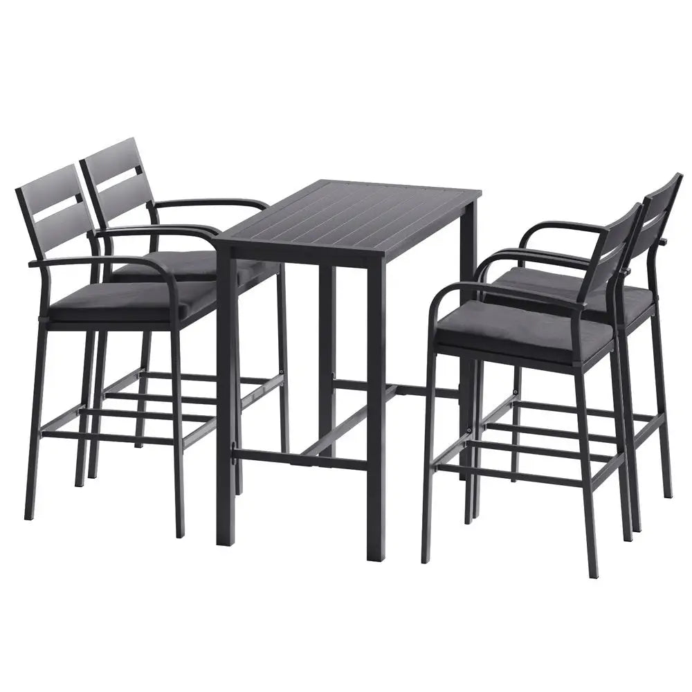 Gardeon Outdoor Bar Set 5-Piece Patio Dining Chairs Aluminium Table Stools - Furniture > Outdoor > Outdoor Dining Sets