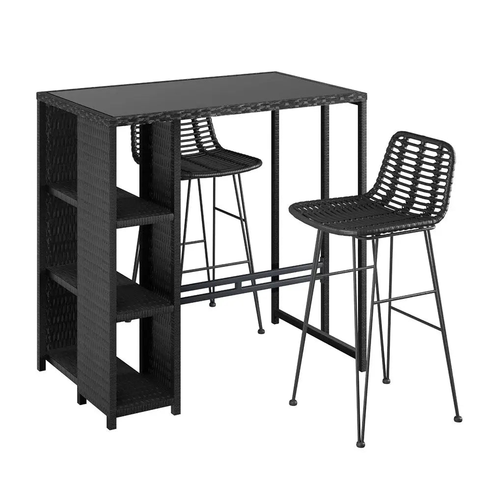 Gardeon Outdoor Bar Set Patio Furniture Dining Chairs Table and Chairs Wicker - Furniture > Outdoor > Outdoor Dining