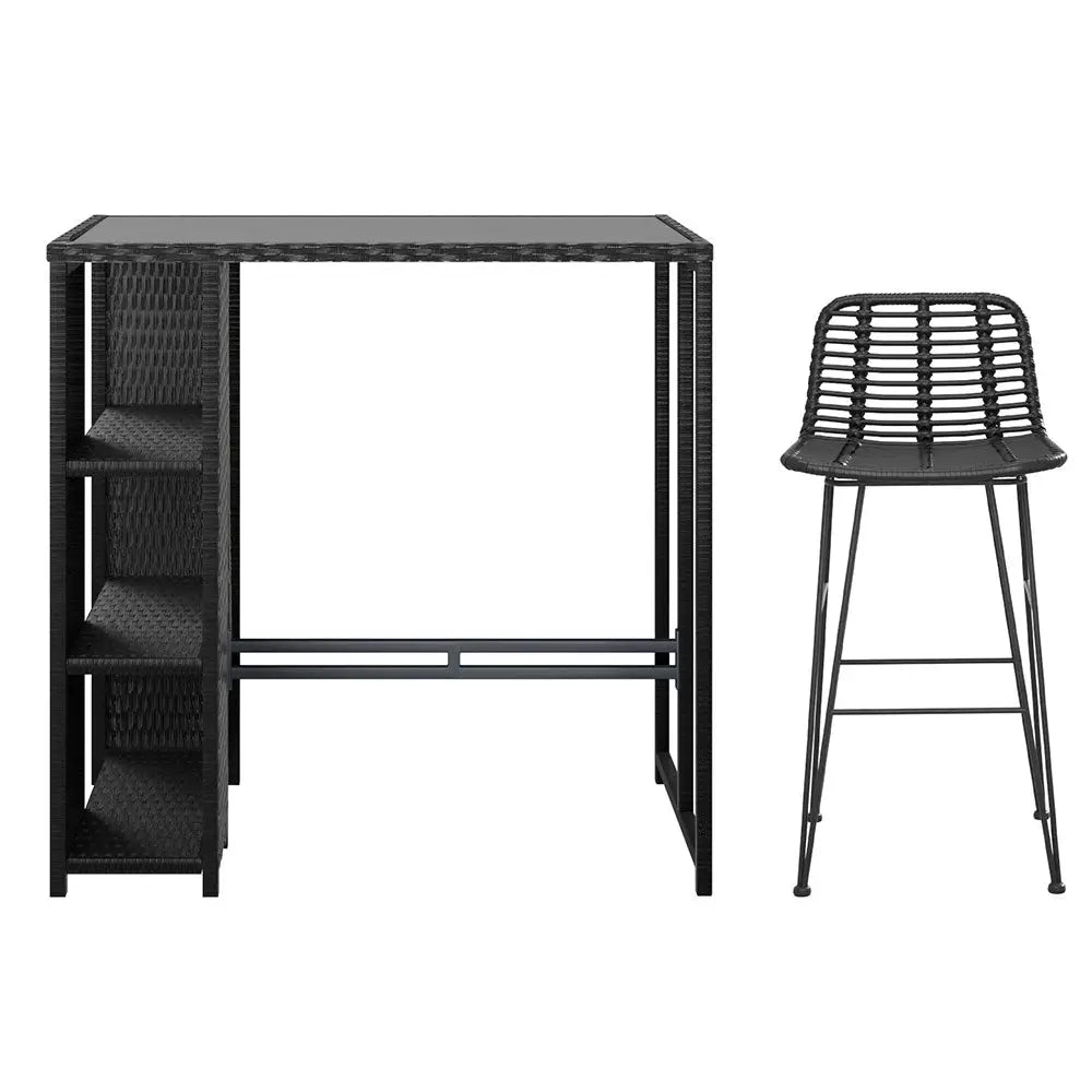 Gardeon Outdoor Bar Set Patio Furniture Dining Chairs Table and Chairs Wicker - Furniture > Outdoor > Outdoor Dining
