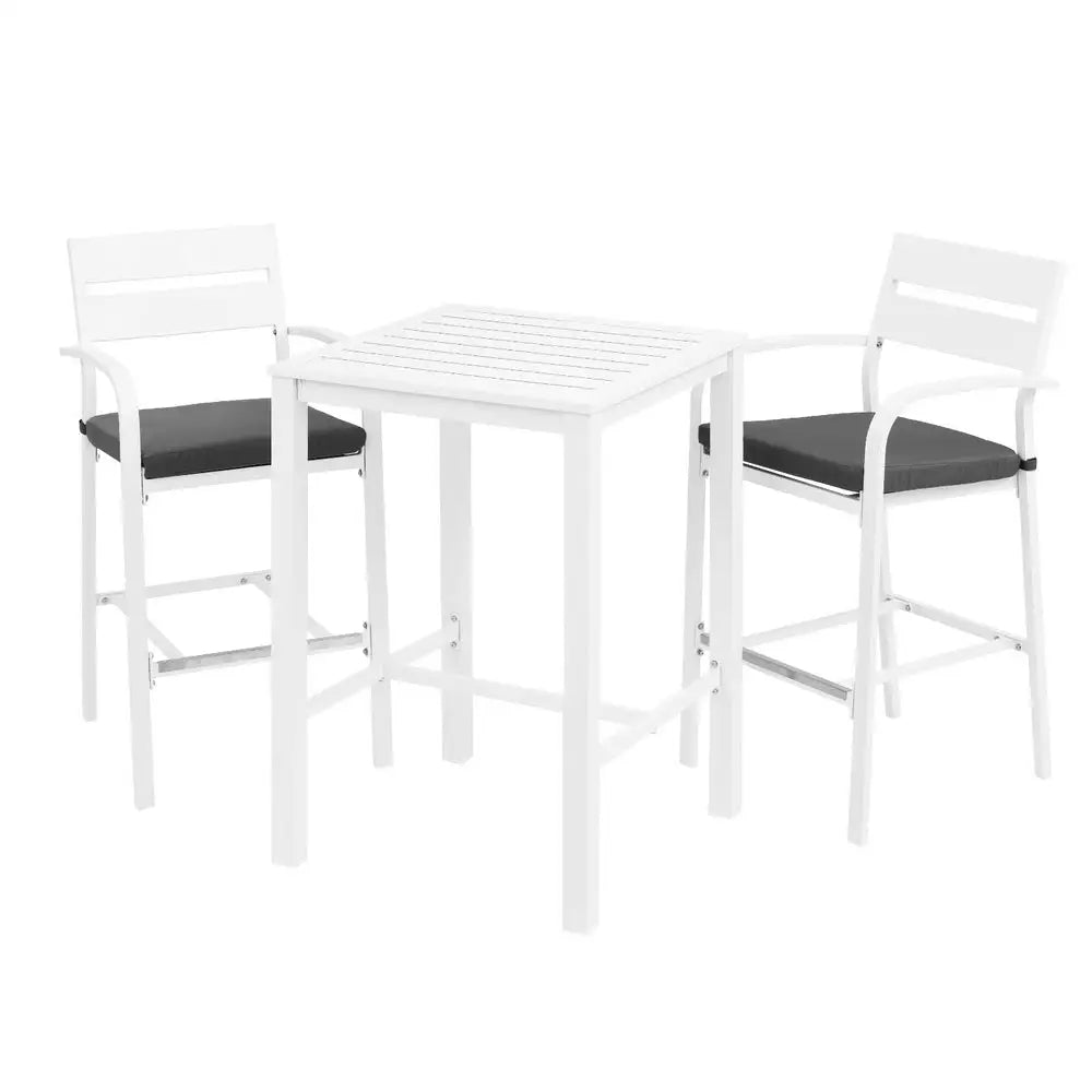 Gardeon Outdoor Bar Set Stools 3-Piece Dining Chairs Table Patio Aluminium Bistro Set - Furniture > Outdoor > Outdoor