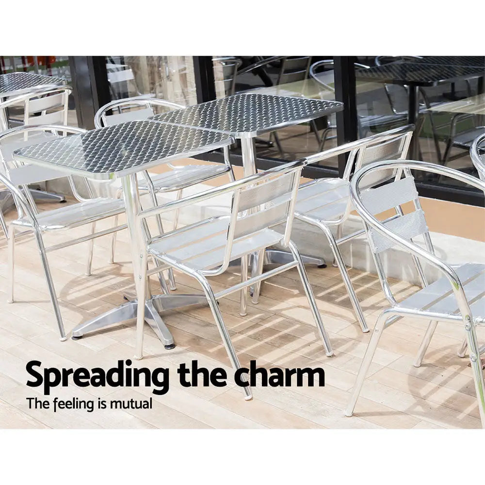 Gardeon Outdoor Bar Table Adjustable Aluminium Square 70/110cm - Furniture > Outdoor