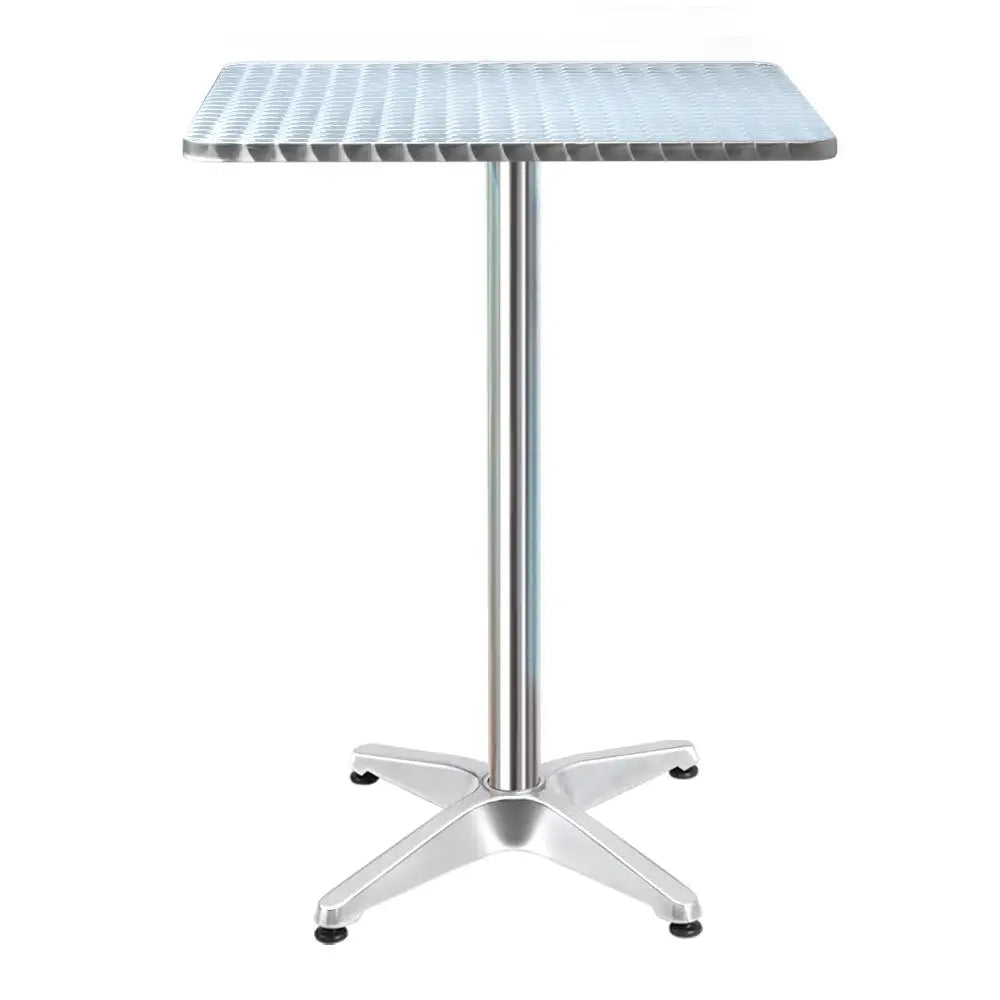 Gardeon Outdoor Bar Table Adjustable Aluminium Square 70/110cm - Furniture > Outdoor