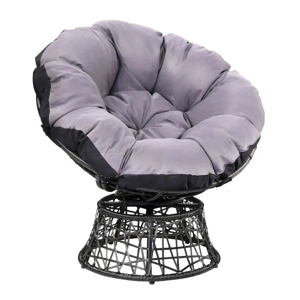 Gardeon Outdoor Chairs Outdoor Furniture Papasan Chair Wicker Patio Garden Black - Furniture > Bar Stools & Chairs