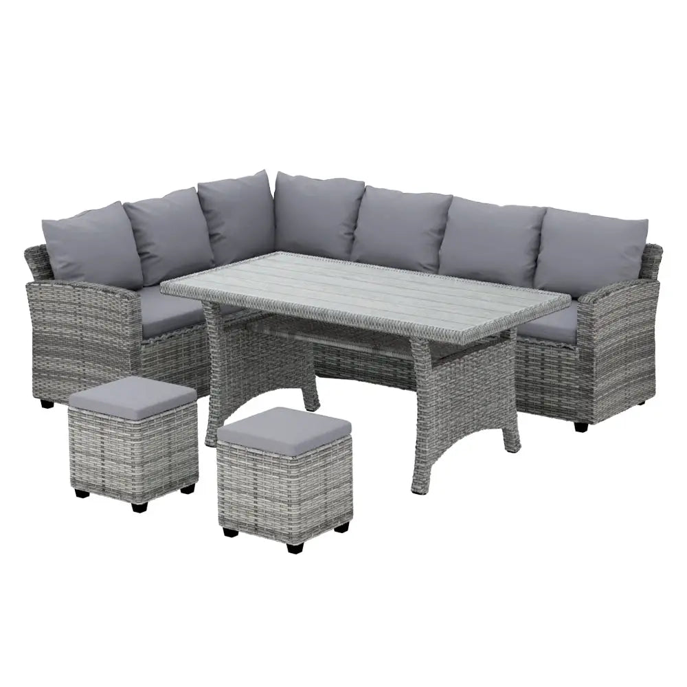Gardeon Outdoor Dining Set Wicker Table Chairs Setting 8 Seater - Furniture > Outdoor