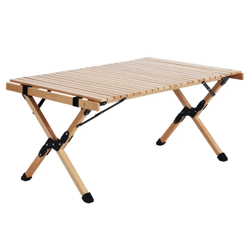 Gardeon Outdoor Furniture Wooden Egg Roll Picnic Table Camping Desk 90CM - Furniture > Outdoor