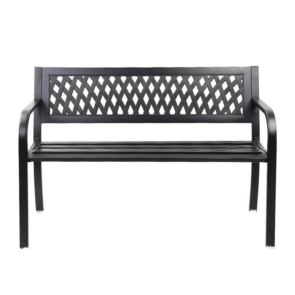 Gardeon Outdoor Garden Bench Seat Steel Outdoor Furniture 2 Seater Park Black - Furniture > Outdoor