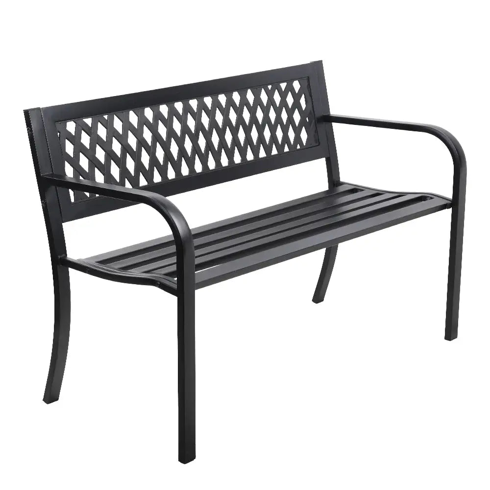 Gardeon Outdoor Garden Bench Seat Steel Outdoor Furniture 2 Seater Park Black - Furniture > Outdoor