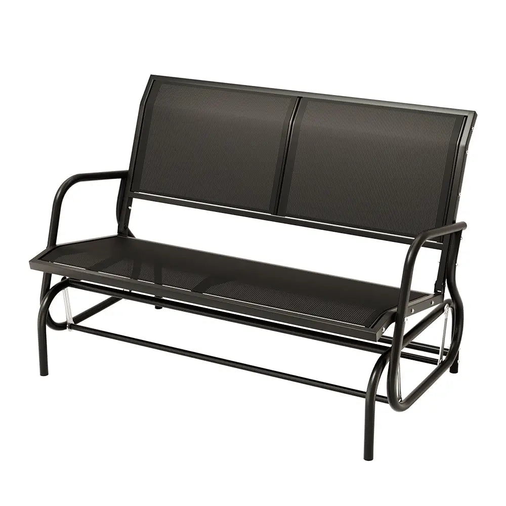 Gardeon Outdoor Garden Bench Seat Swing Glider Rocking 2 Seater Patio Furniture Black - Furniture > Outdoor