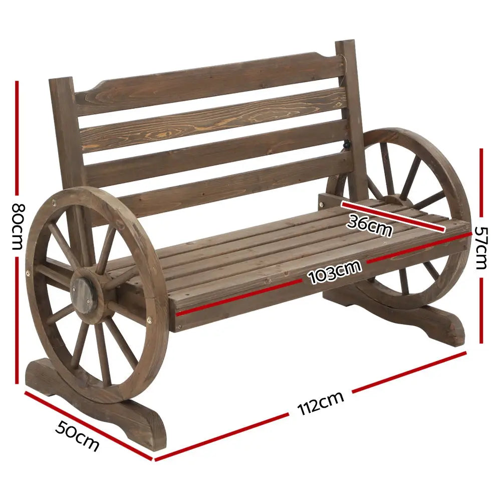 Gardeon Outdoor Garden Bench Wooden 2 Seat Wagon Chair Patio Furniture Teak - Furniture > Outdoor