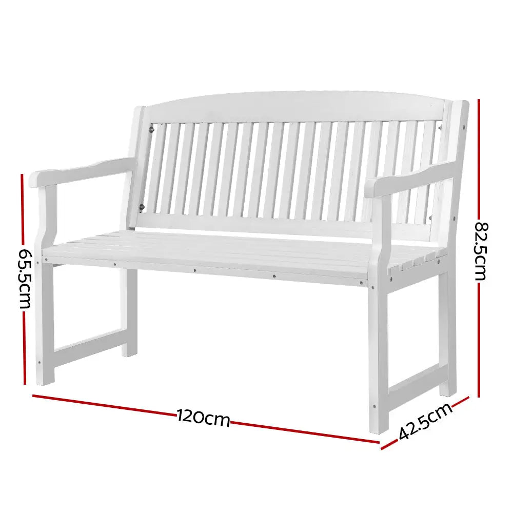 Gardeon Outdoor Garden Bench Wooden 2 Seater Lounge Chair Patio Furniture White - Furniture > Outdoor