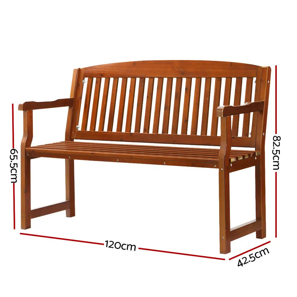 Gardeon Outdoor Garden Bench Wooden 2 Seater Lounge Chair Patio Furniture Brown - Furniture > Outdoor