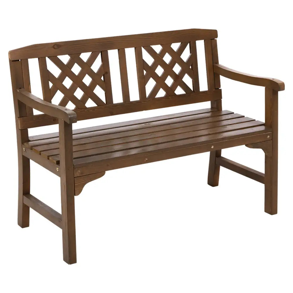 Gardeon Outdoor Garden Bench Wooden Chair 2 Seat Patio Furniture Lounge Natural - Furniture > Outdoor