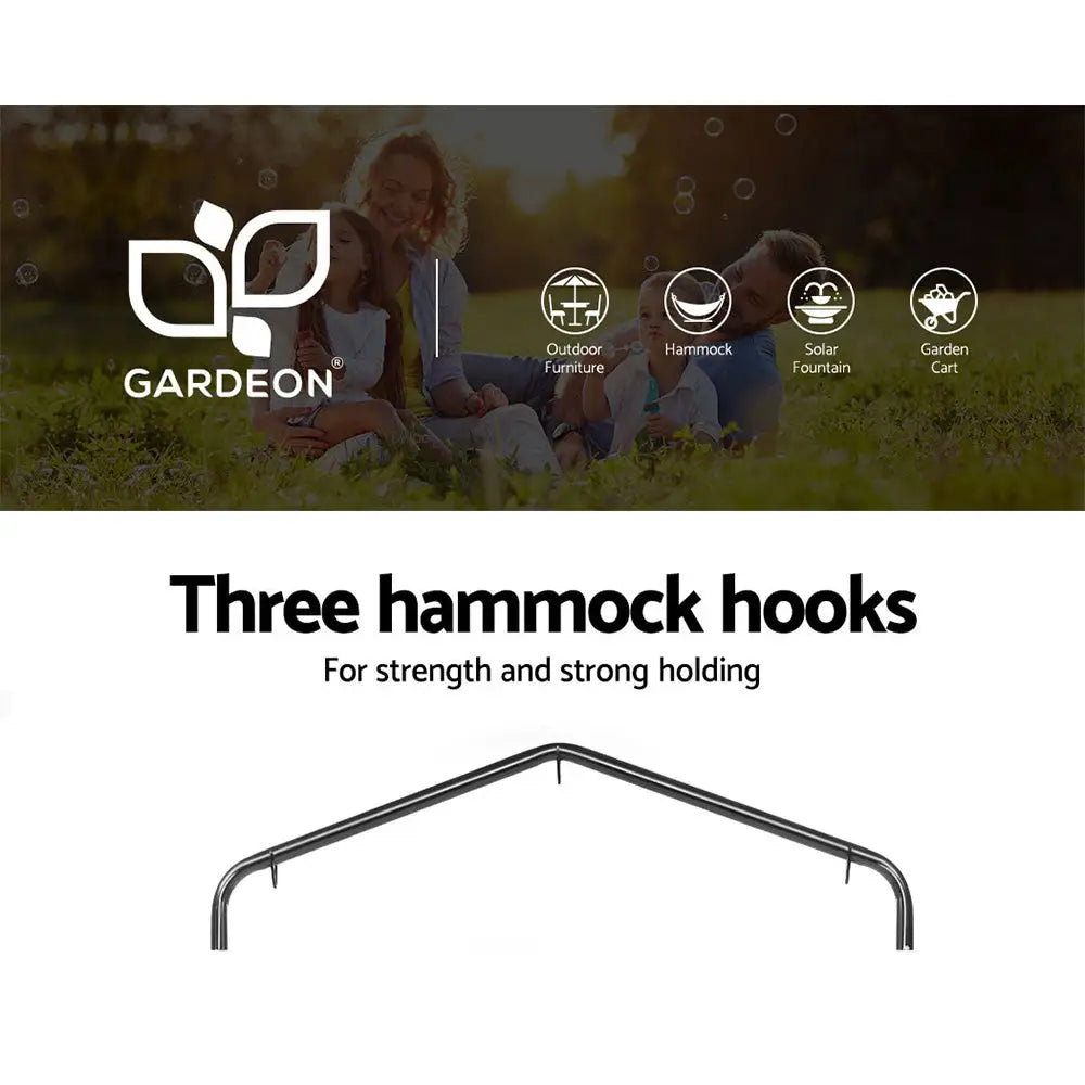 Gardeon Outdoor Hammock Chair with Stand Cotton Swing Relax Hanging 124CM Cream - Furniture > Outdoor