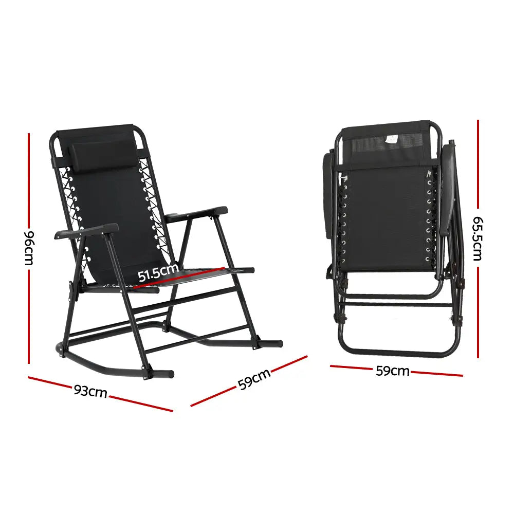 Gardeon Outdoor Rocking Chair Folding Reclining Recliner Patio Furniture Garden - Furniture > Outdoor