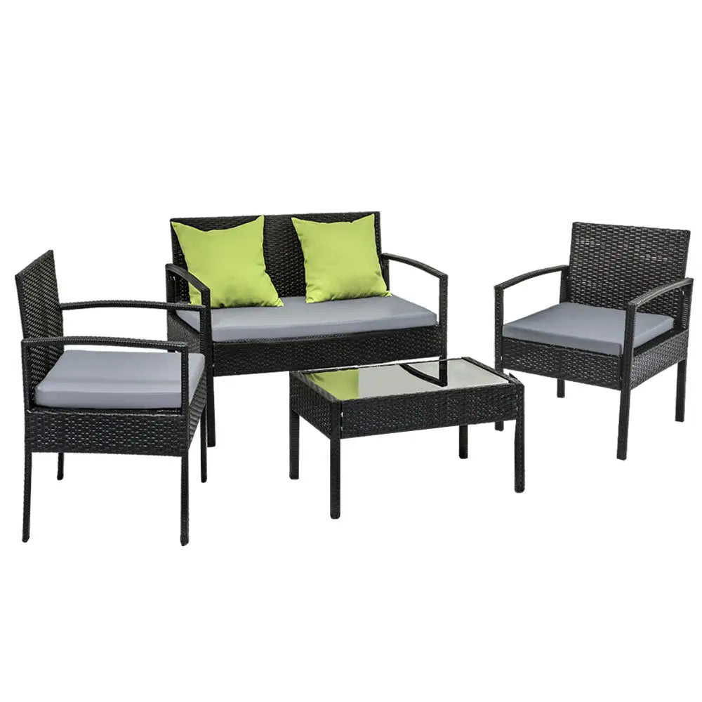Gardeon Outdoor Sofa Set Wicker Lounge Setting Table and Chairs Patio Furniture - Furniture > Outdoor