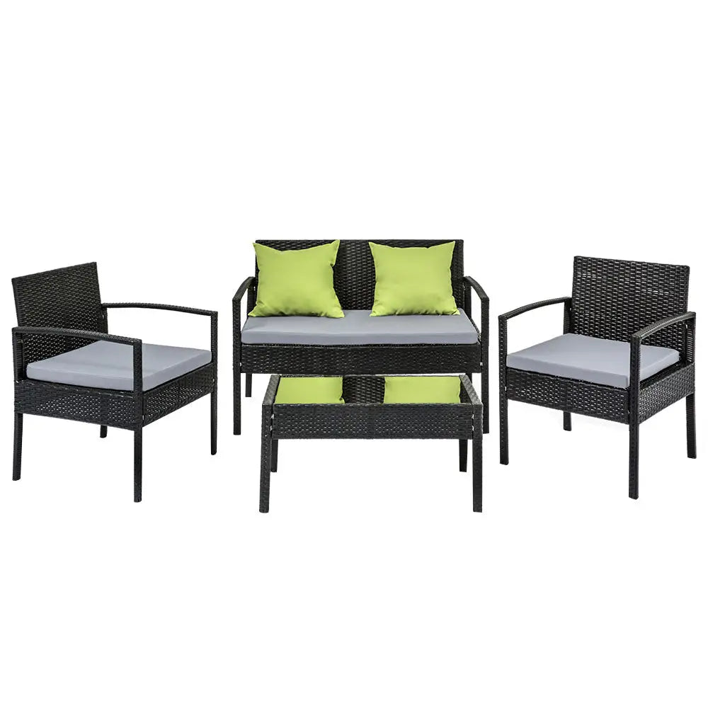Gardeon Outdoor Sofa Set Wicker Lounge Setting Table and Chairs Patio Furniture - Furniture > Outdoor