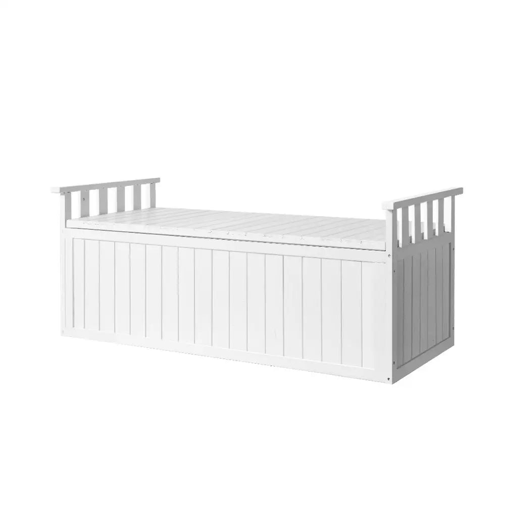 Gardeon Outdoor Storage Bench Box 129cm Wooden Garden Toy Chest Sheds Patio Furniture XL White - Furniture > Outdoor