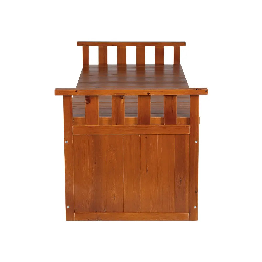 Gardeon Outdoor Storage Bench Box 129cm Wooden Garden Toy Chest Sheds Patio Furniture XL Natural - Home & Garden >