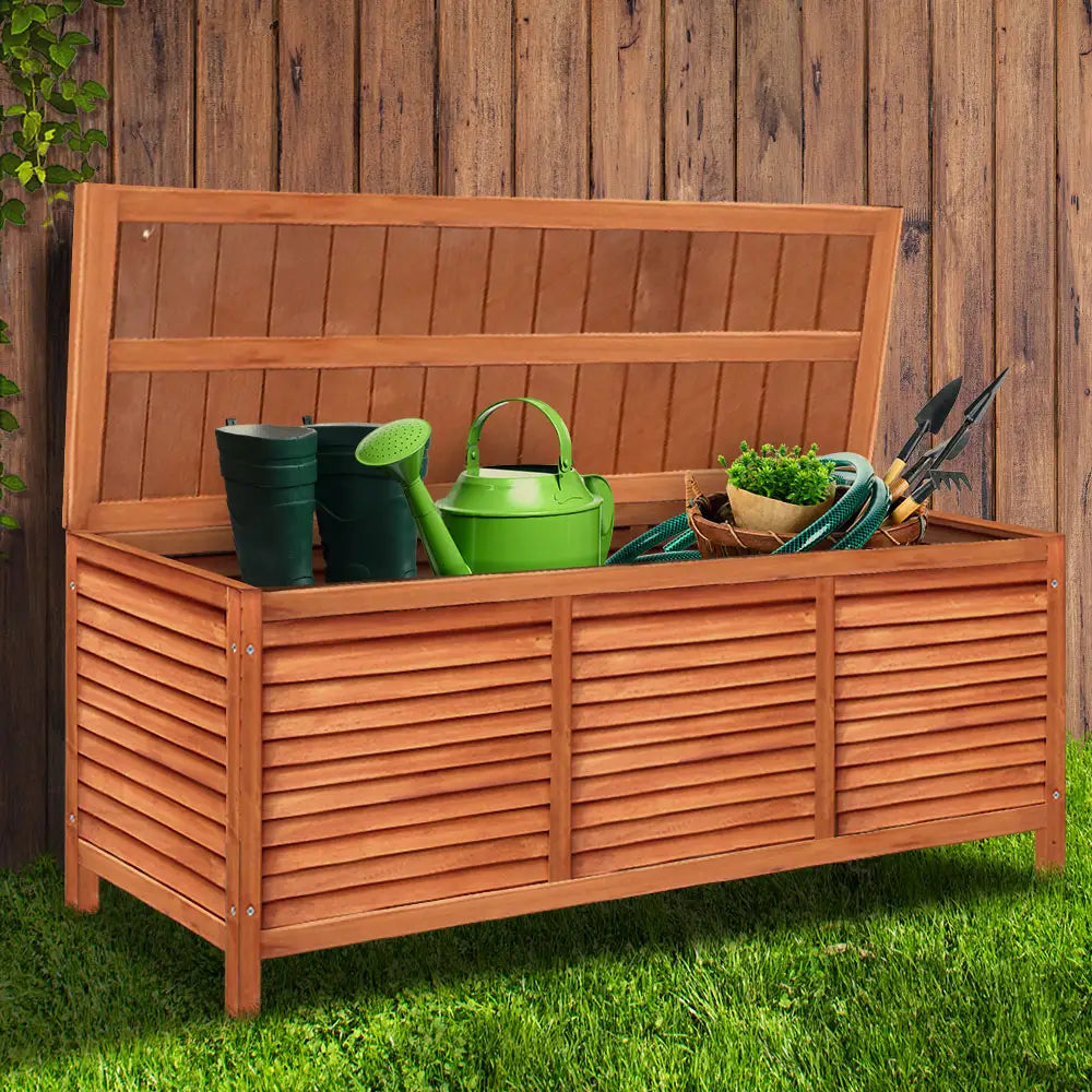 Gardeon Outdoor Storage Bench Box 210L Wooden Patio Furniture Garden Chair Seat - Home & Garden > Storage