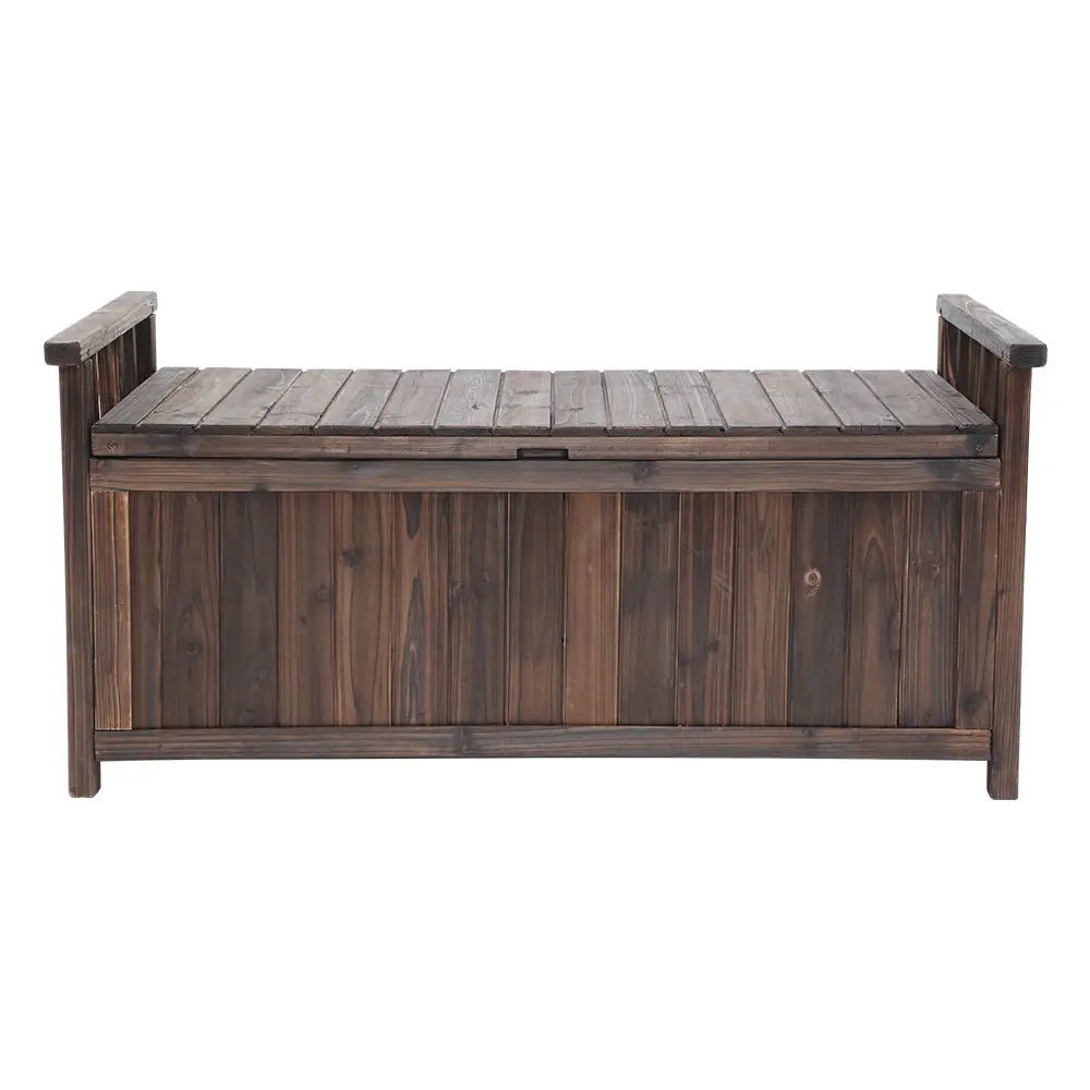 Gardeon Outdoor Storage Bench Box Wooden Garden Toy Tool Shed Patio Furniture Charcoal - Furniture > Outdoor