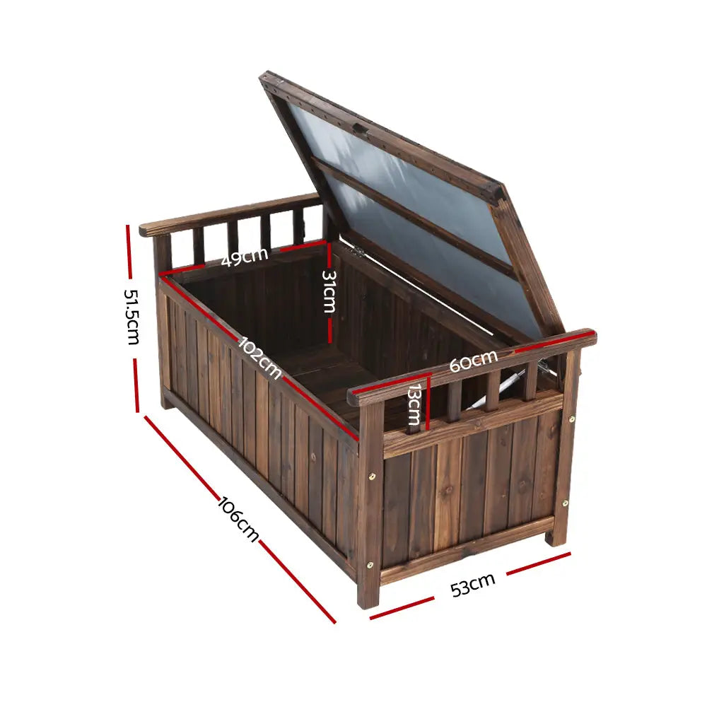 Gardeon Outdoor Storage Bench Box Wooden Garden Toy Tool Shed Patio Furniture Charcoal - Furniture > Outdoor