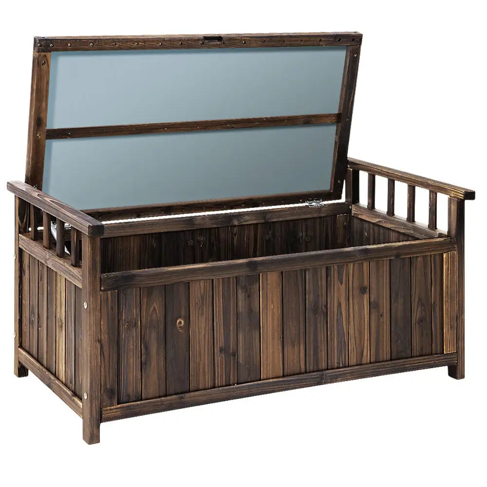 Gardeon Outdoor Storage Bench Box Wooden Garden Toy Tool Shed Patio Furniture Charcoal - Furniture > Outdoor