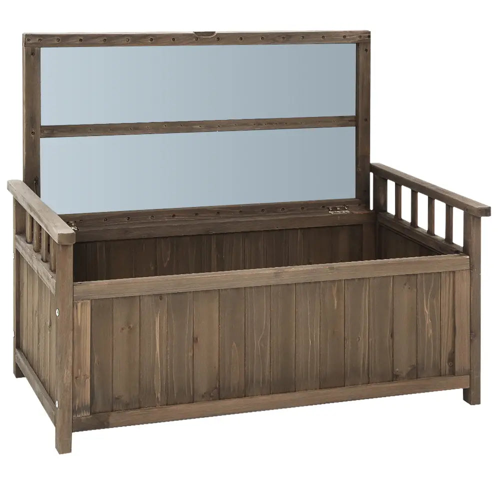 Gardeon Outdoor Storage Bench Box Wooden Garden Toy Tool Sheds Patio Furniture Brown - Furniture > Outdoor