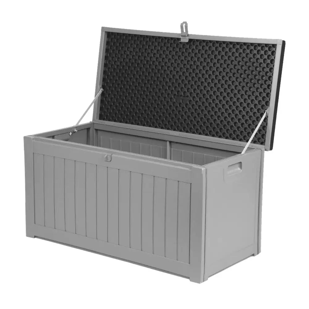 Gardeon Outdoor Storage Box 190L Container Lockable Garden Bench Tool Shed Black - Home & Garden > Storage