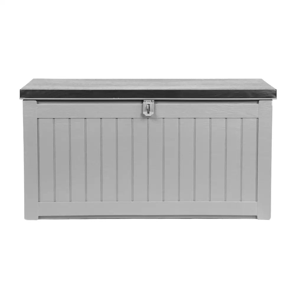 Gardeon Outdoor Storage Box 190L Container Lockable Garden Bench Tool Shed Black - Home & Garden > Storage