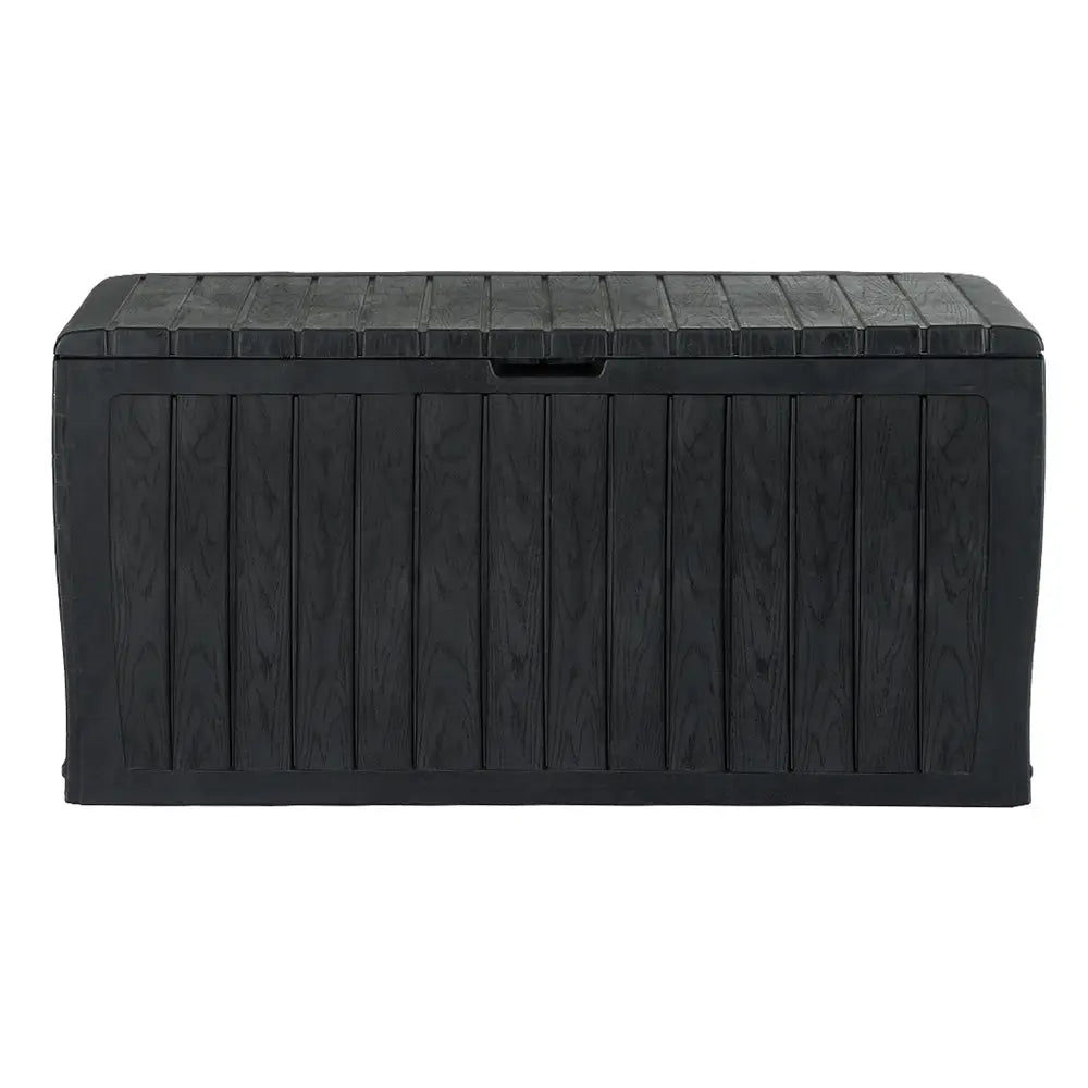 Gardeon Outdoor Storage Box 220L Lockable Organiser Garden Deck Toy Shed Tool Black - Home & Garden > Storage