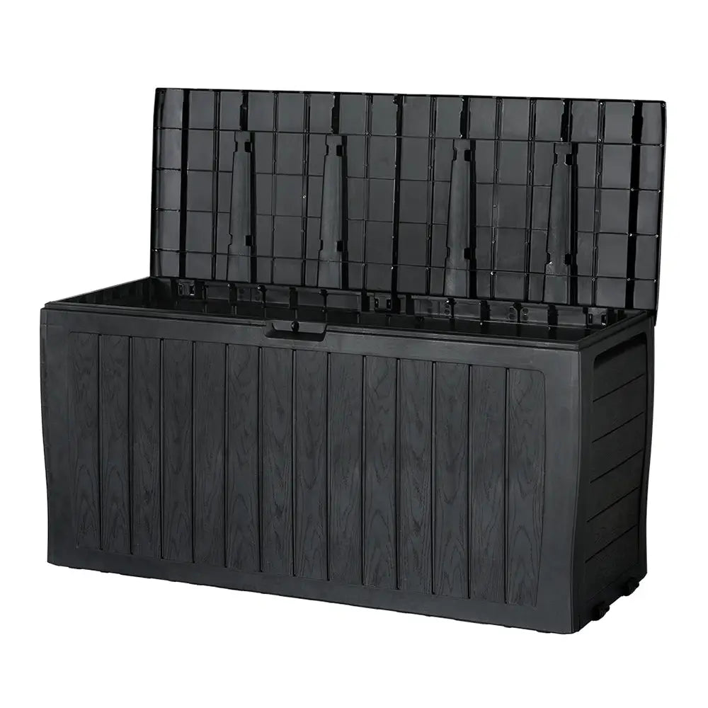 Gardeon Outdoor Storage Box 220L Lockable Organiser Garden Deck Toy Shed Tool Black - Home & Garden > Storage
