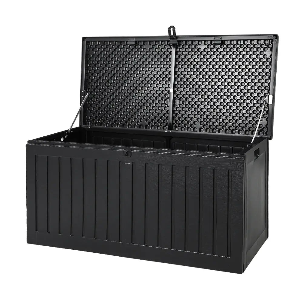 Gardeon Outdoor Storage Box 270L Container Lockable Garden Bench Tool Shed Black - Home & Garden > Storage