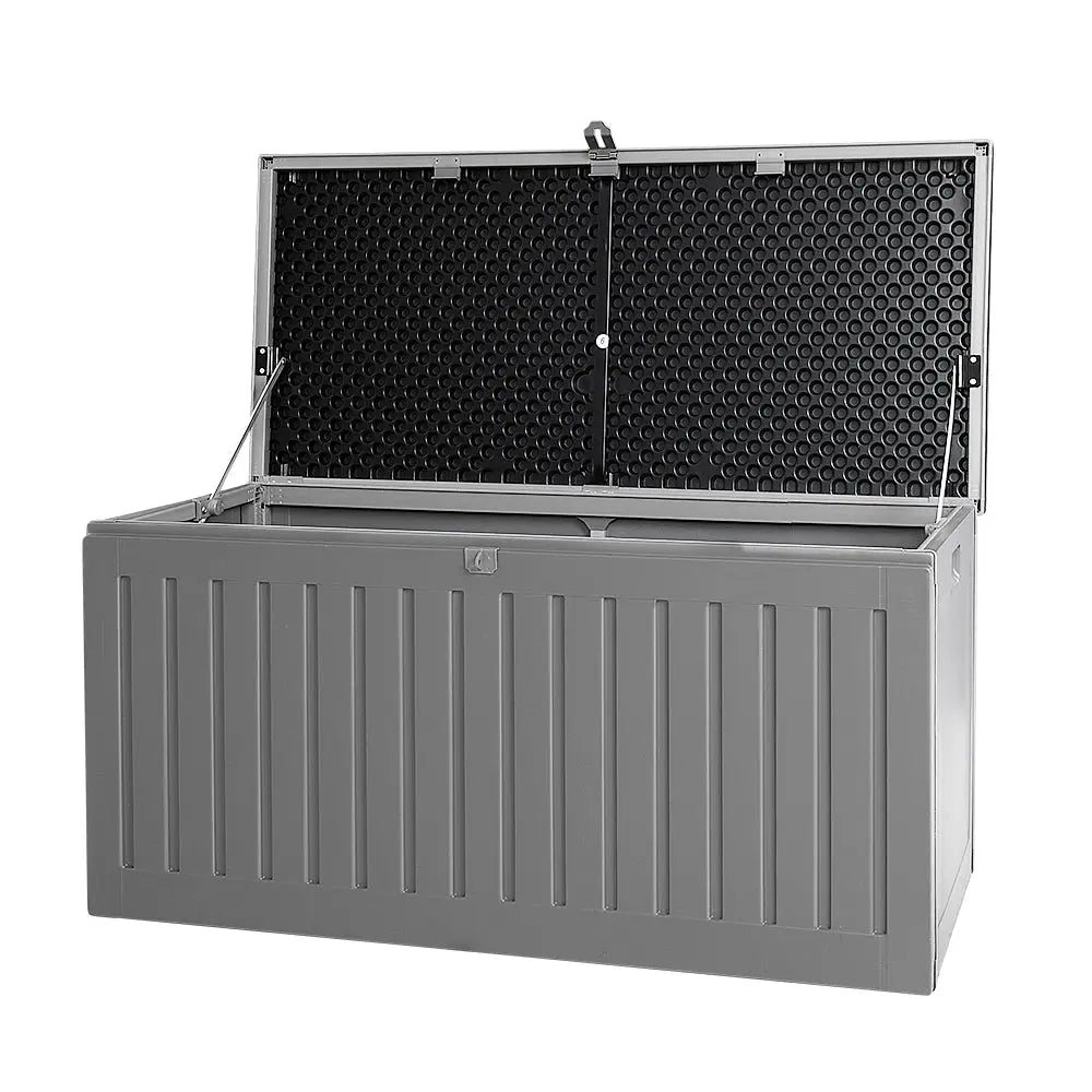 Gardeon Outdoor Storage Box 270L Container Lockable Garden Bench Tool Shed Grey - Home & Garden > Storage