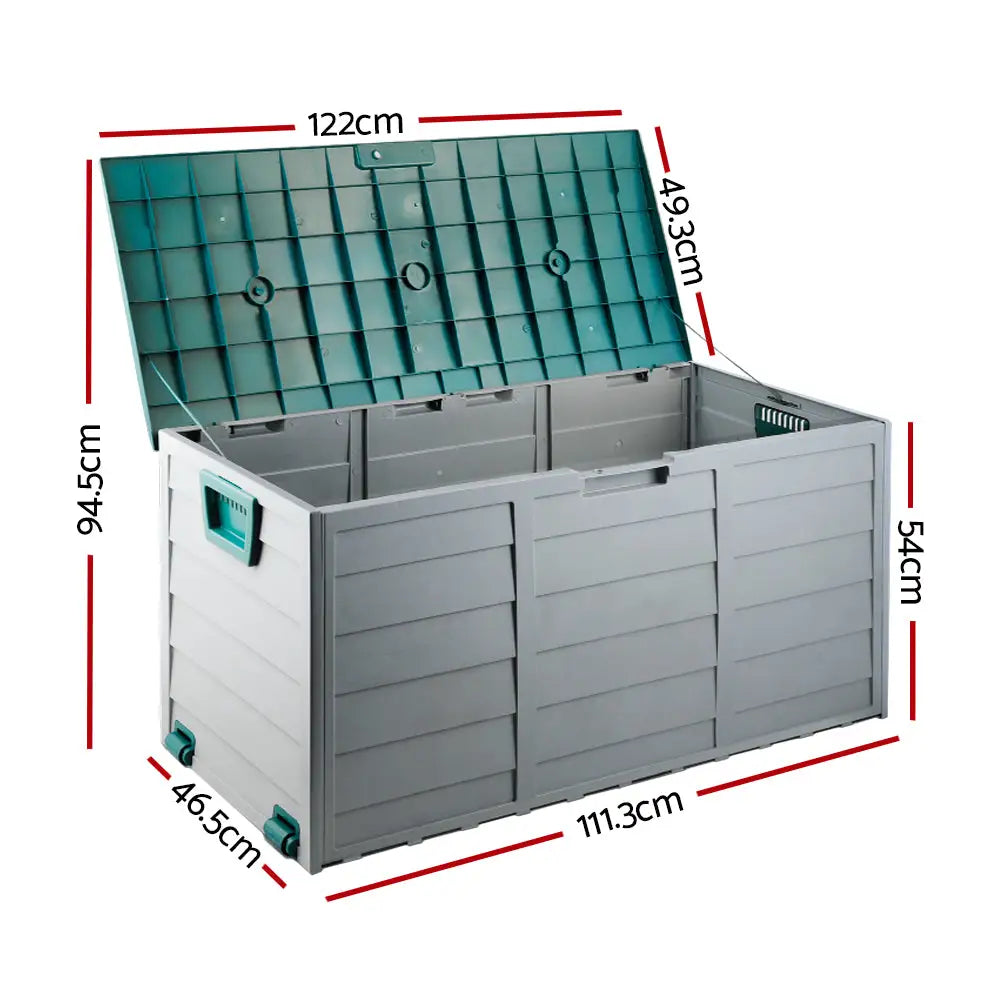 Gardeon Outdoor Storage Box 290L Lockable Organiser Garden Deck Shed Tool Green - Home & Garden > Storage