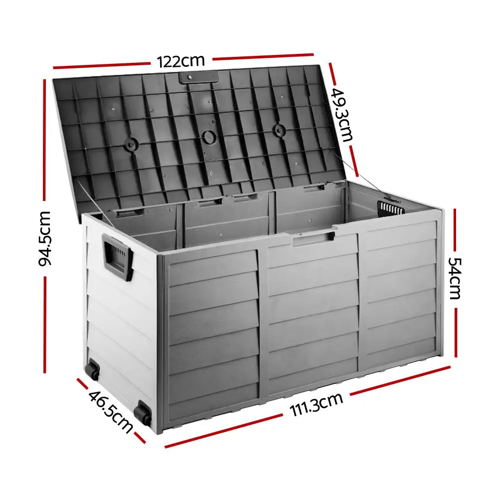 Gardeon Outdoor Storage Box 290L Lockable Organiser Garden Deck Shed Tool Black - Home & Garden > Storage