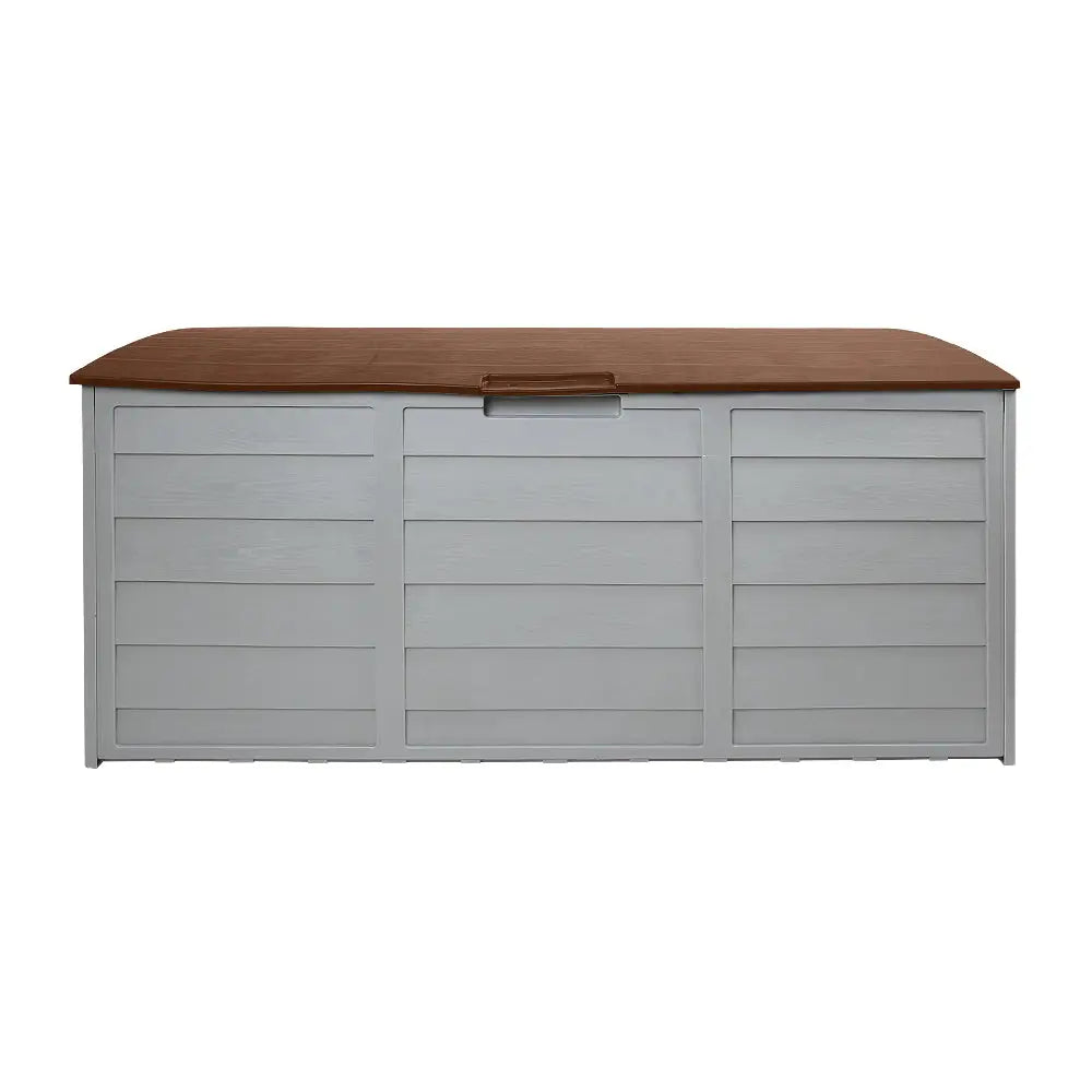 Gardeon Outdoor Storage Box 290L Lockable Organiser Garden Deck Shed Tool Brown - Home & Garden > Storage